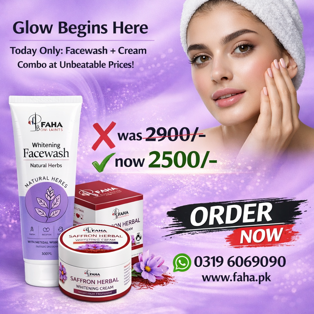 FAHA Glow Luxury Combo - Saffron Herbal Whitening Cream + Facewash